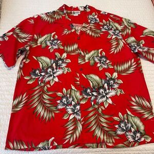 VINTAGE Aloha Republic Hawaiian Short Sleeve Button Down Shirt XL Made In USA!